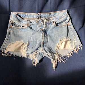 Distressed High Rise Jean Shorts